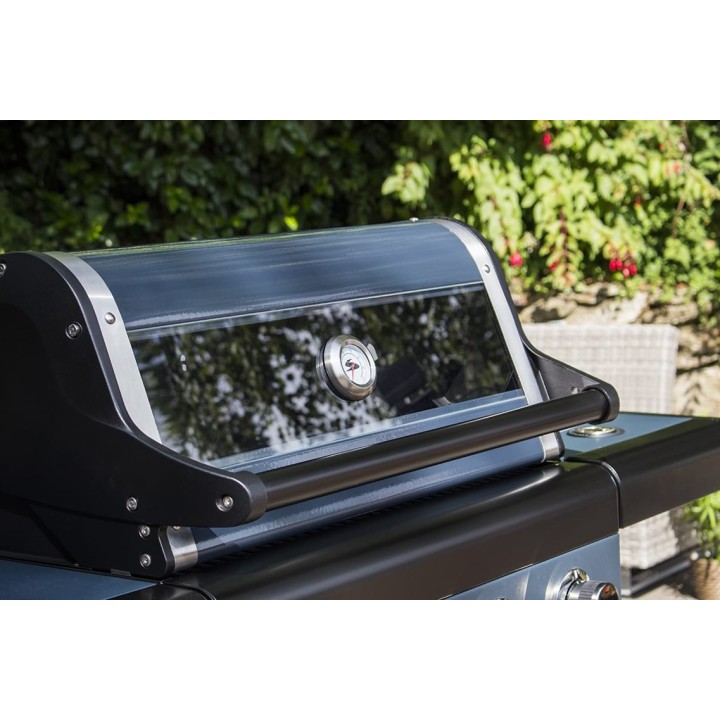 smartgas | ψησταριά υγραερίου sahara x350 3 burner smokey teal με γυαλί στο καπάκι και μάτι