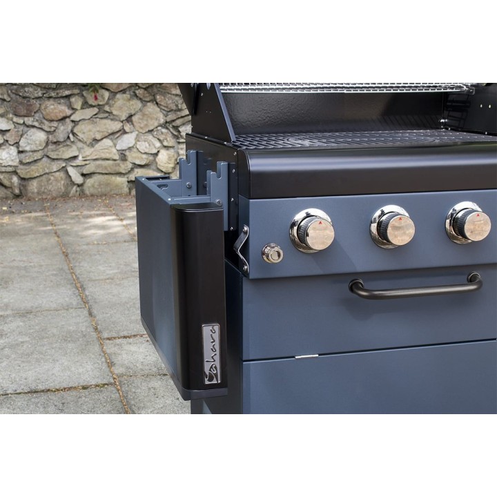 smartgas | ψησταριά υγραερίου sahara x350 3 burner smokey teal με γυαλί στο καπάκι και μάτι