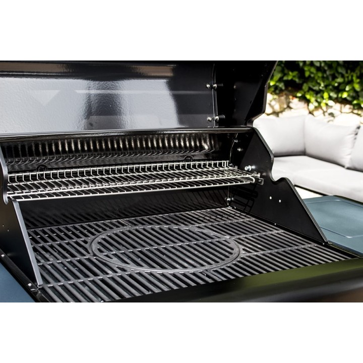 smartgas | ψησταριά υγραερίου sahara x350 3 burner smokey teal με γυαλί στο καπάκι και μάτι