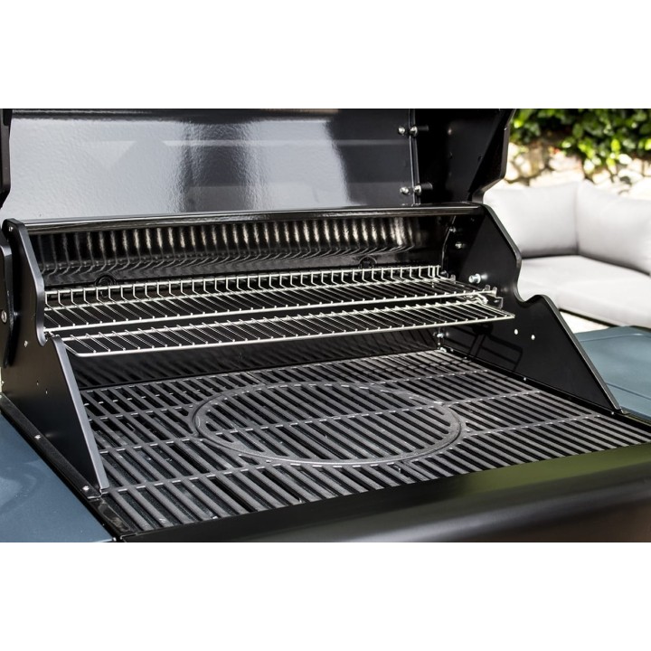 smartgas | ψησταριά υγραερίου sahara x350 3 burner smokey teal με γυαλί στο καπάκι και μάτι