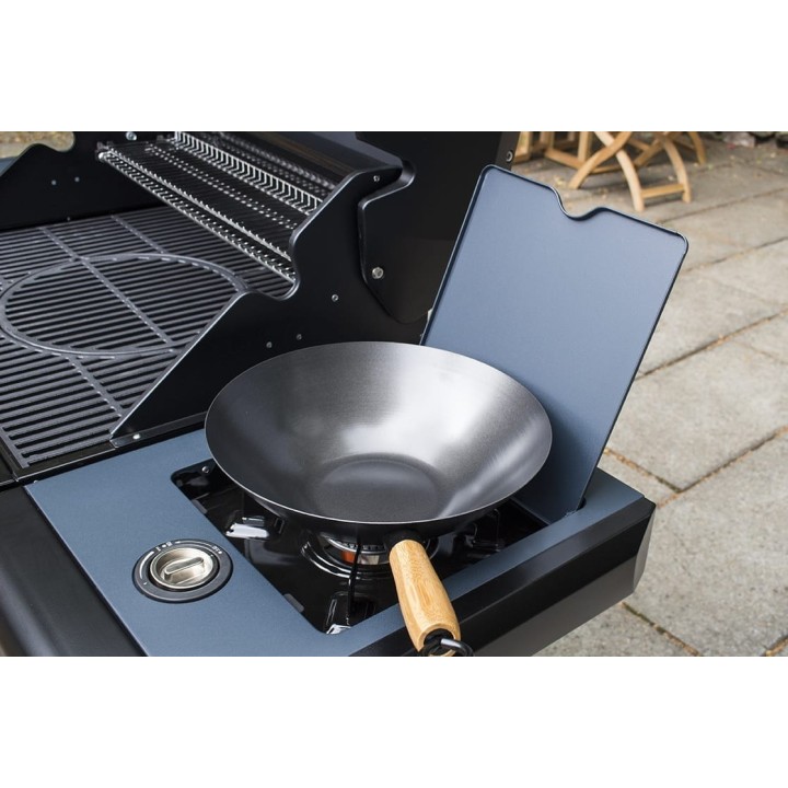 smartgas | ψησταριά υγραερίου sahara x350 3 burner smokey teal με γυαλί στο καπάκι και μάτι