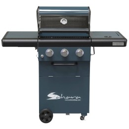 smartgas | ψησταριά υγραερίου sahara x350 3 burner smokey teal με γυαλί στο καπάκι και μάτι