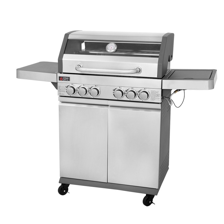 smartgas | bbq υγραερίου gs grill view 4+1+1 inox με infrared οπίσθιο καυστήρα