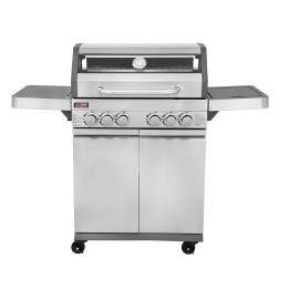 smartgas | bbq υγραερίου gs grill view 4+1+1 inox με infrared οπίσθιο καυστήρα