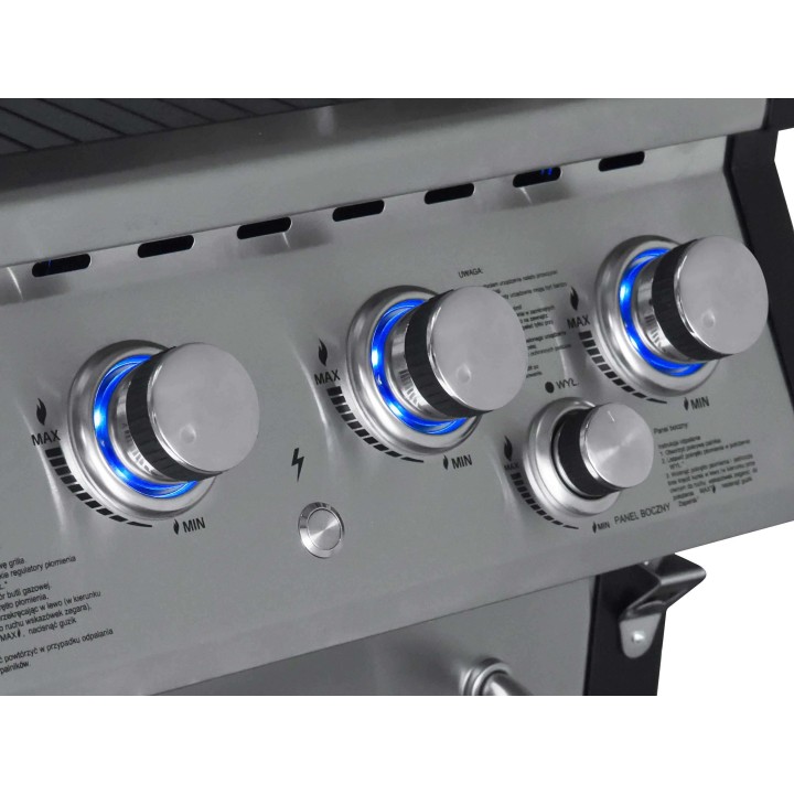 smartgas | ψησταριά υγραερίου gs grill superior 3+1 inox με πλαϊνή εστία Thermogatz