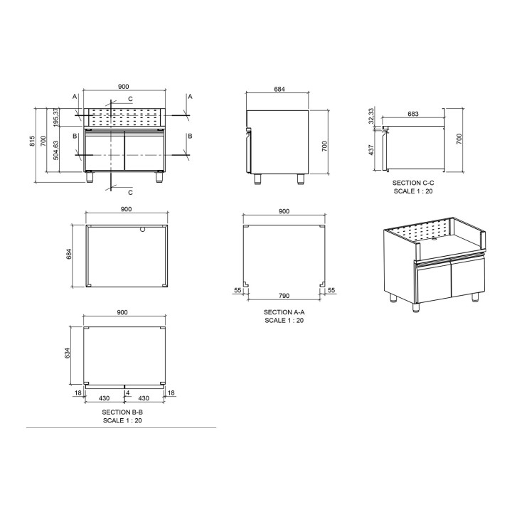 smartgas | ερμάριο inox bbq tgh b1 m61 με πόρτες Thermogatz