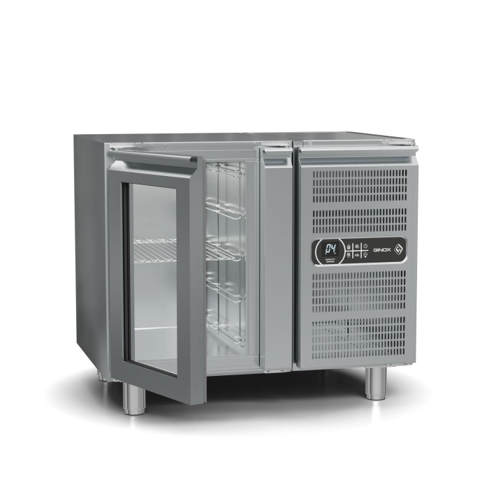 smartgas | ψυγείο inox με πόρτα τζάμι led φως και μηχανή χωρίς πάγκο Thermogatz