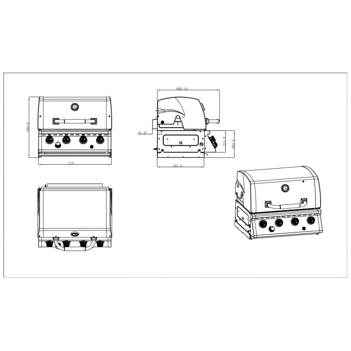 smartgas | ψησταριά υγραερίου semi prof tgh bi m61 4+1 Thermogatz