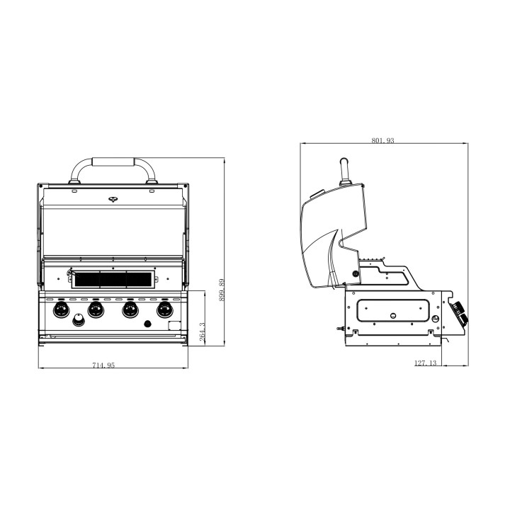 smartgas | ψησταριά υγραερίου semi prof tgh bi m61 4+1 Thermogatz